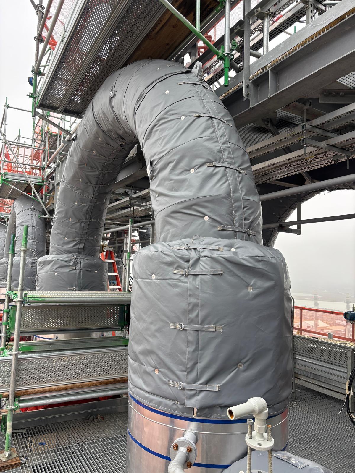 Turbine insulation blankets at power plant